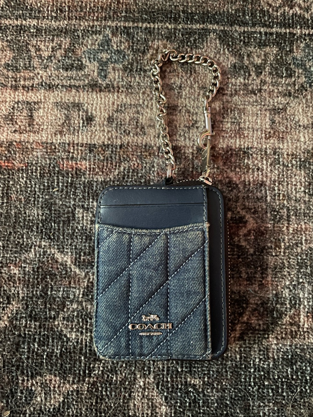 🐠Coach Zip Card Case with Quilting in Denim🐠 - Picture 1 of 5